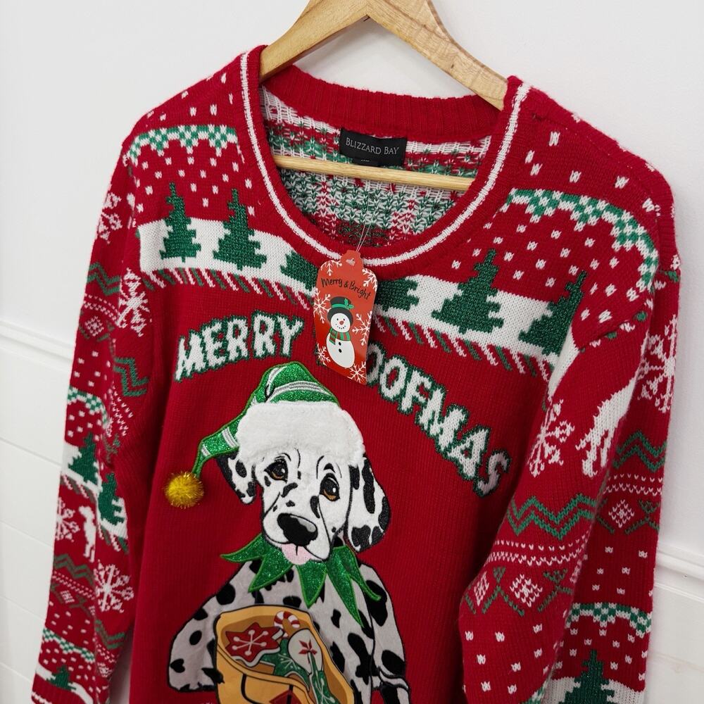 NWT! Unisex Blizzard Bay Ugly Christmas Sweater Dalmatian Dog Size XL - Picture 2 of 3